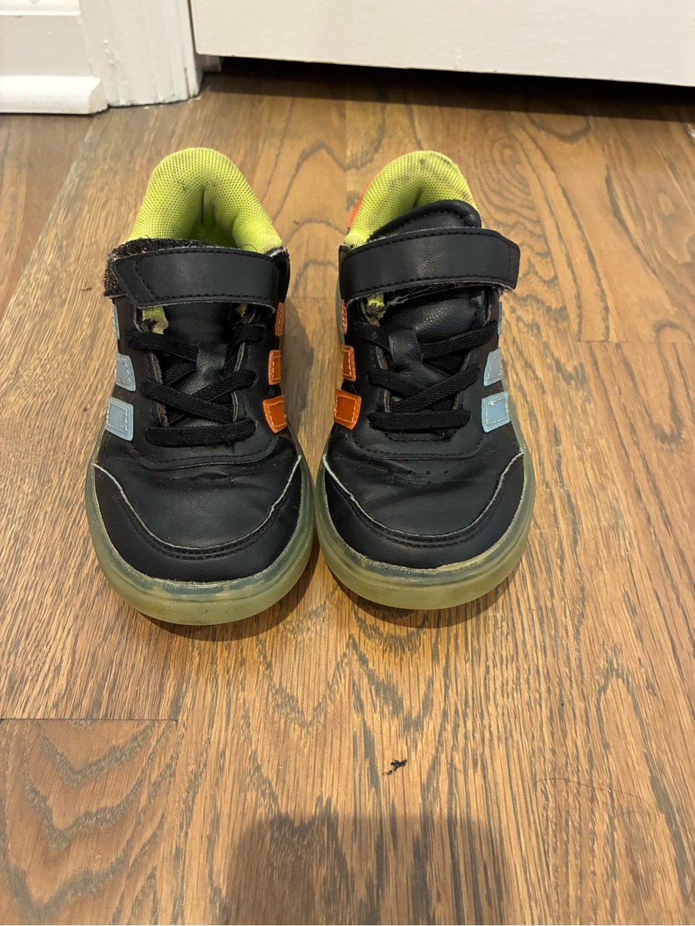 Adidas 11 Kids Black Sneakers with Lime Lining
